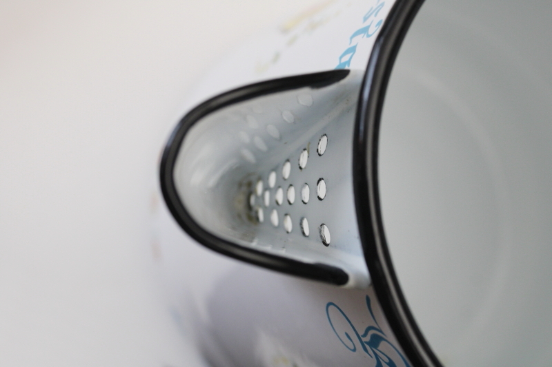 photo of vintage Berggren enamelware coffee pot, Swedish folk art saying Kaffetaren den basta Coffee the best!  #8